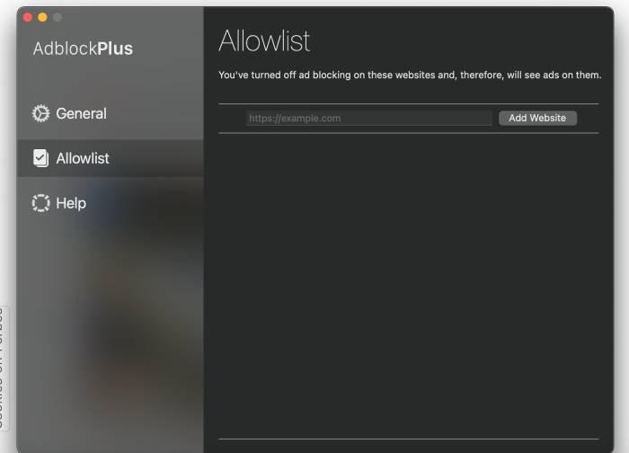 Adblock Plus's allowlist feature lets you determine which websites you would like to see ads on.
